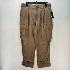 LAUREN RALPH LAUREN PETITE 10 UTILITY CARGO PANTS HONEY TAN NWT