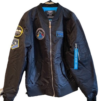 PAX Space Program Bomber Jacket XL Black MA-1 Flight Jacket Space Patches