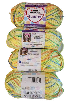 Red Heart Gumdrop 4 Lemon Variegated Worsted Acrylic Yarn Turkey
