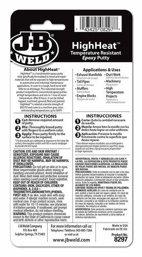  JB WELD J-B HIGH HEAT HIGH TEMPERATURE RESISTANT EPOXY PUTTY STICK 8297 - Picture 3 of 8