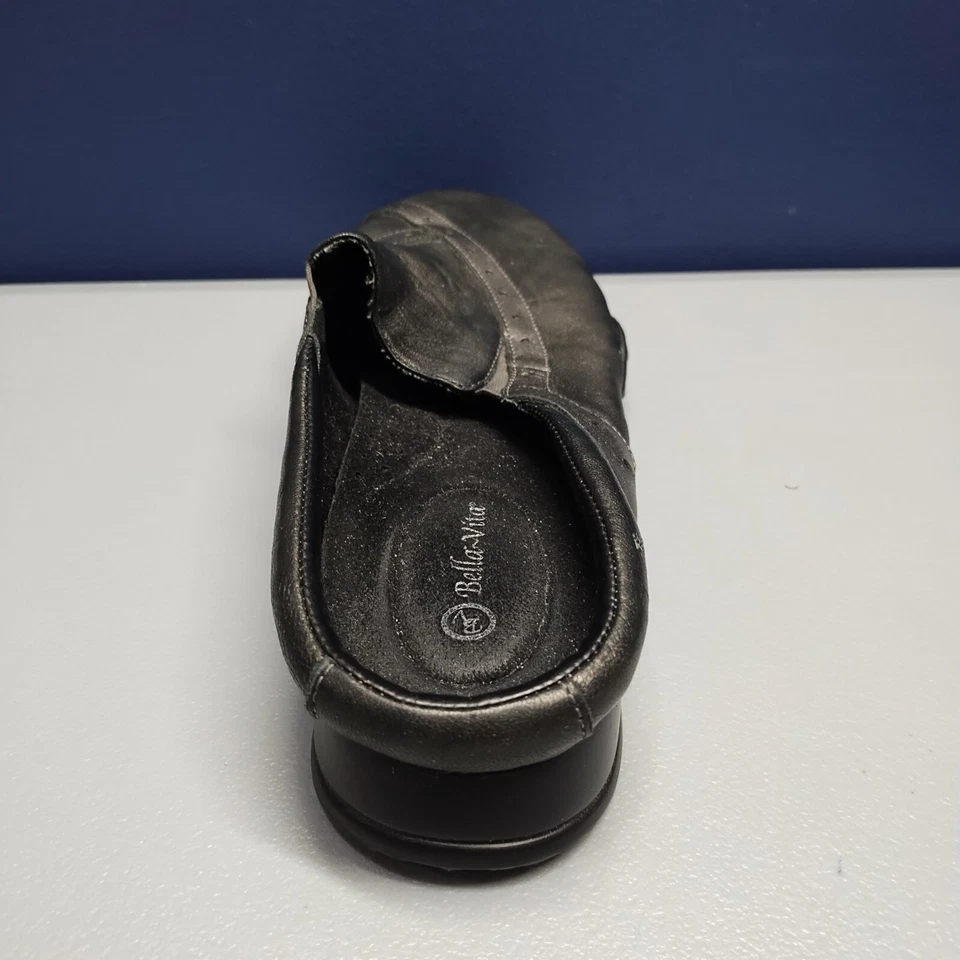 Bella Vita Cedar Mule Mujer Talla 8.5 Negro Parte Superior Baja Punta Redonda Cómoda Sin Cordones Foto 4 de 4