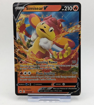 022/159 Simisear V - Pokemon TCG Crown Zenith - Holo Rare Half Art