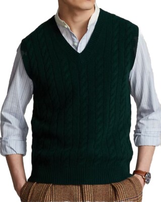 Polo Ralph Lauren Cable Knit Wool Cashmere Sweater Vest