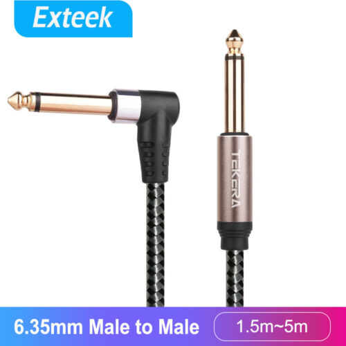  6.35mm 1/4" Male to male Cable angle M/M Guitar Amp Cable Lead Instrument Audio - Picture 1 of 10