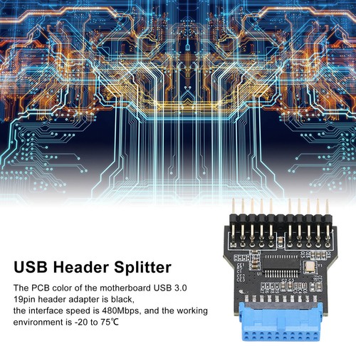 USB 3.0 19pin Adapter To Dual 9 Pin Adapter 480Mbps Female Header HUB Adapter v - Afbeelding 8 van 8