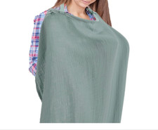 Soft Cotton Muslin Nursing Breastfeeding Cover Privacy Stroller Cover Green