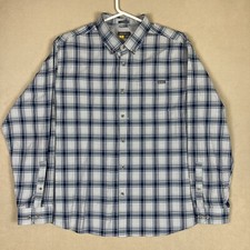 Eddie Bauer Mens XXL Long Sleeve Button Down Shirt Blue Plaid Chest Pocket