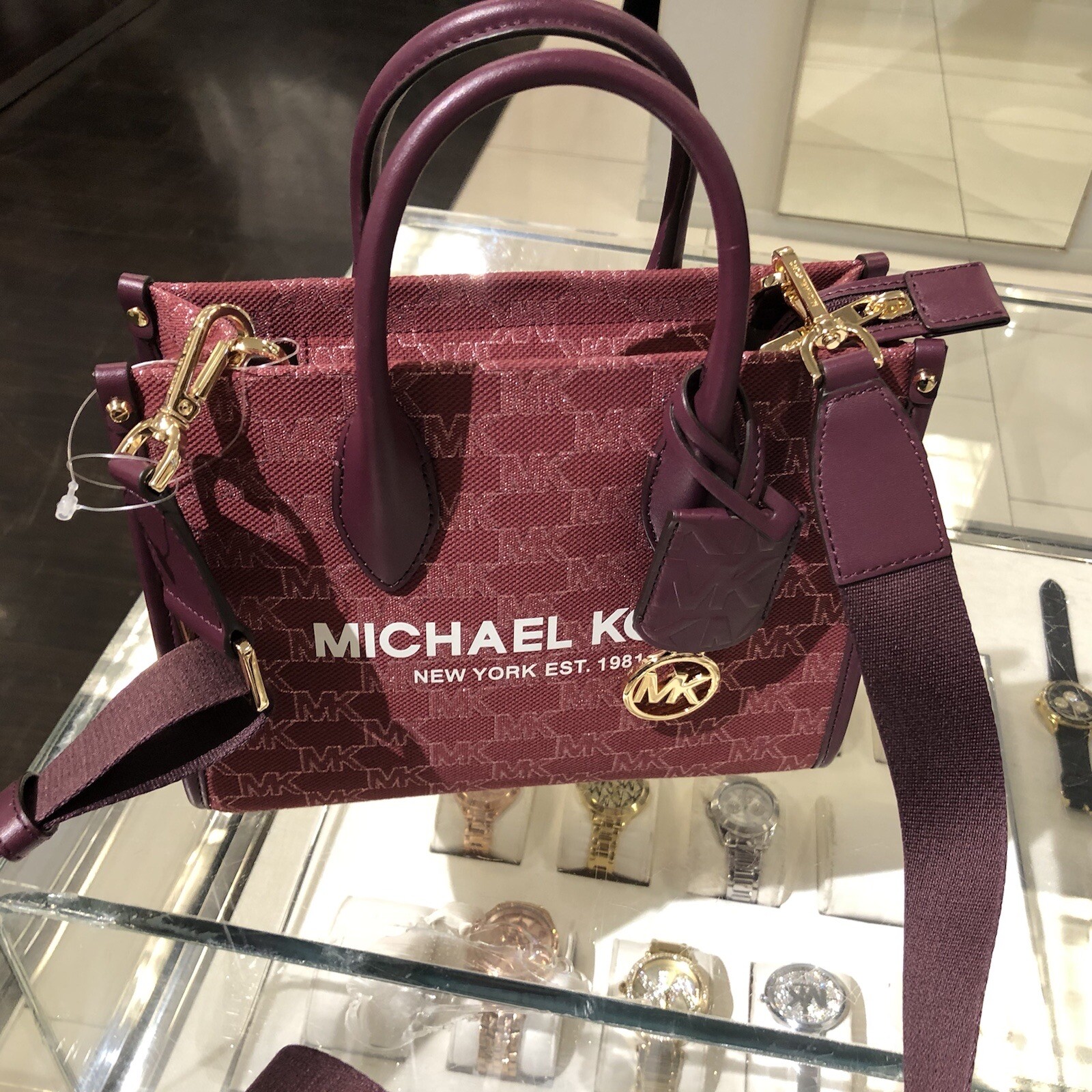 MICHAEL KORS MIRELLA SMALL SHOPPER TOP ZIP CROSSBODY SATCHEL BAG PURSE