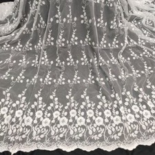 Branch Flower Embroidery Bridal Tulle Lace Fabric Scallop Borders Lace Fabric