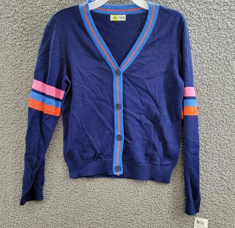 Cárdigan Universitario Epic Threads Niña Grande L (14-16) Azul Medieval Cuello en V Manga Larga Foto 2 de 4