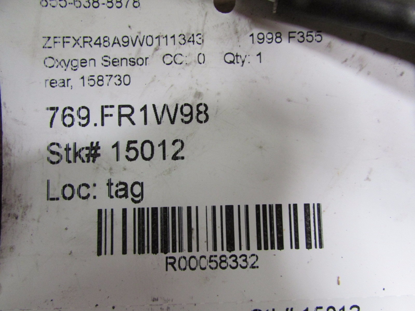 Ferrari 456GT, F355, F50, Rear Oxygen Sensor, Used, P/N 158730