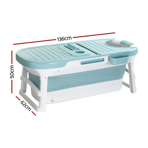 Weisshorn Foldable Bathtub Portable Folding Water Spa with Cover Plate 136x62cm - Picture 2 of 7