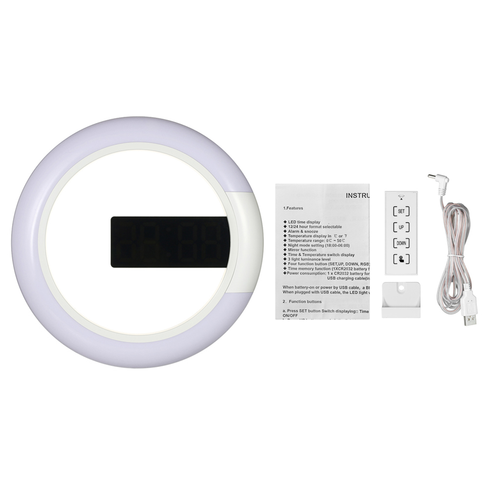 12 inches Digital Wall Mirror Temperture Alarm Clock USB Operated K3C5 Super gewaardeerde prijs