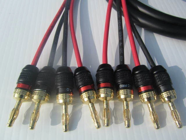 Canare 4S11 Black Bi-Wire Speaker Cable Pair, 2 to 4 DC Pro Locking Gold Banana. - Image 3 of 4