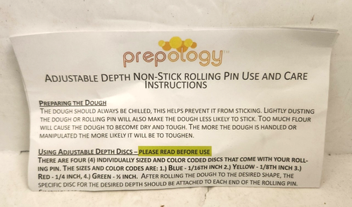 Prepology Adjustable Depth Non-Stick Rolling Pin Color Coded Discs, 2 Tongs NEW - Picture 5 of 5
