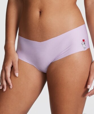 Cute VS PINK No-Show XL Cheeky Panty-Pastel Lilac W/ Dog & Heart Balloon NWT