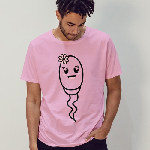 Funny Sperm Cartoon With Flower Graphic Novelty Fathers Day T-Shirt - Picture 6 of 11