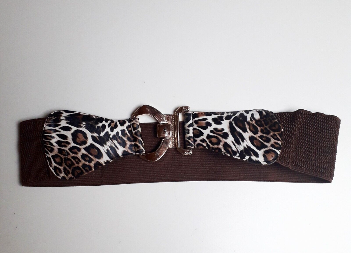 Cintura Larga Elastica Donna, Vita Alta – Fantasia Leopardata Marrone E Nera, Taglie M-L-XL