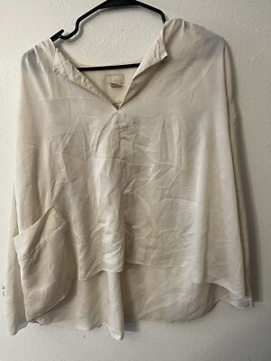 H&M womens 4 blouse long sleeve V Neck Solid  cream