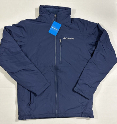 New Columbia Men's Small Northern Utilizer Jacket Coat Fleece Lined Navy Blue