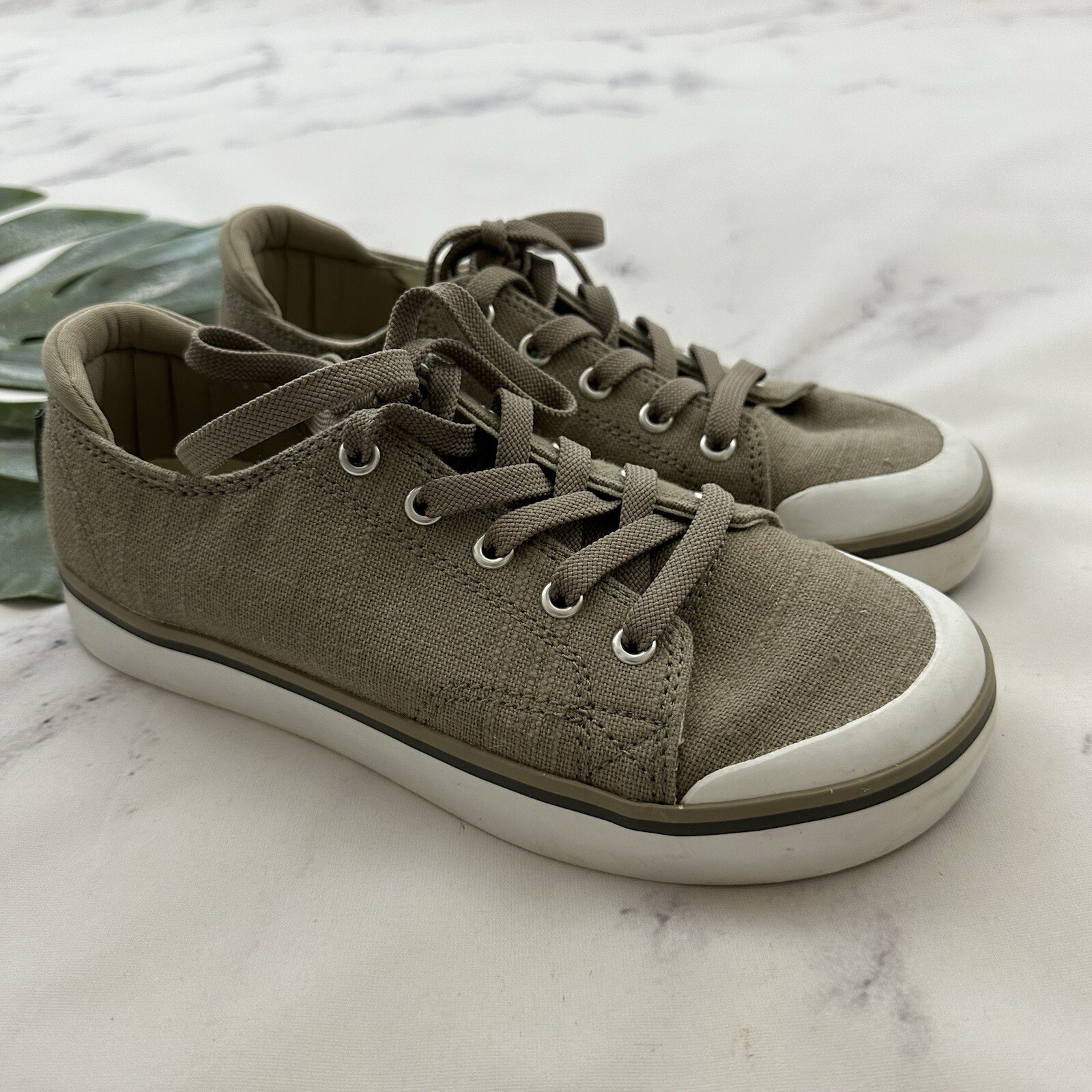 Sneakers Keen donna in tela taglia 6 grigio talpa bianco stringate comode