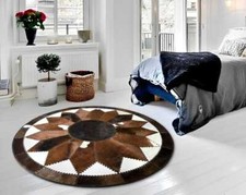 Round Cow Skin Leather Carpet 5x5 Round Cowhi...