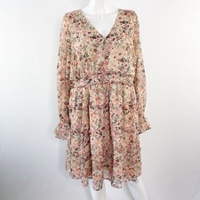 Torrid Floral Tiered Chiffon Dress Size 1X Long Sleeve Boho Fall