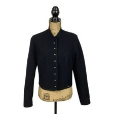 Geiger Tyrol Wool Cardigan Womans 42 Sweater Button Black Austria