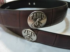 Men's Brown Genuine Leather Belt with FAMU Florida A&M University Conchos 44 R+