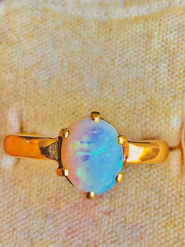 18ct Gold Natural Opal Ring Art Deco c1921 Size O.5 R311 - Picture 3 of 13