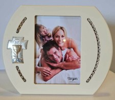 Cornice portafoto strass per foto 9x13 Comunione placca argento 