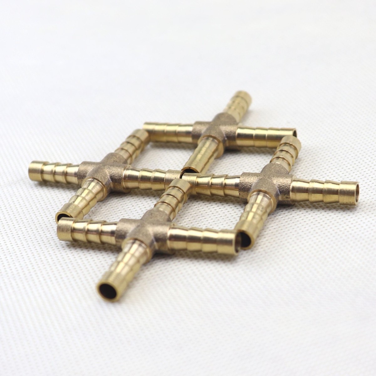 4PCS HOSE BARB WAY Cross Brass Pipe Fitting Thread Gas Fuel