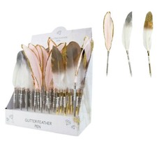 Glitter Feather Pen Adult Kids Birthday Stationary Fun Gift Party Bag Filler