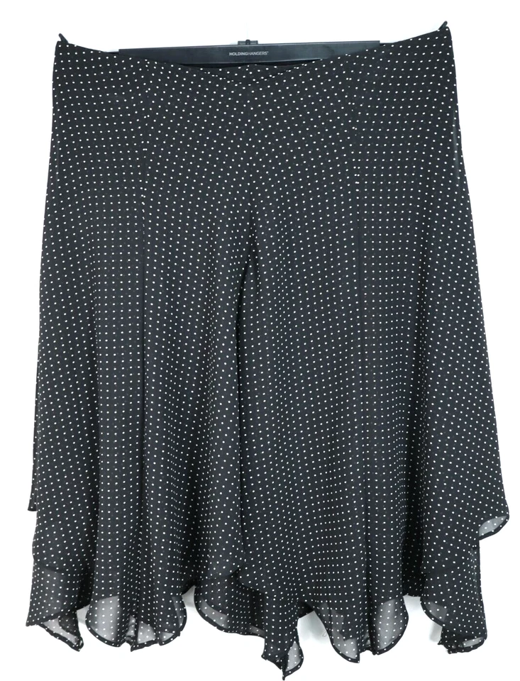 Falda asimétrica CHAPS para mujer 100 % poliéster midi a lunares negra blanca talla 14 Foto 2 de 4