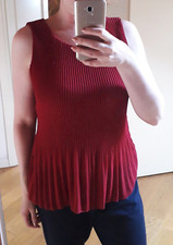 PINOKKIO blusa smanicata plissé rossa bordeaux t. M/L top canotta donna