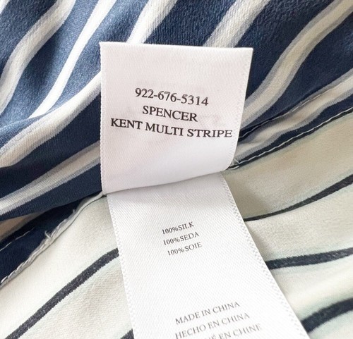 Rails Women’s M Spencer Silk Shirt Kent Multi Stripe Blue White Corpcore Preppy - Picture 10 of 12