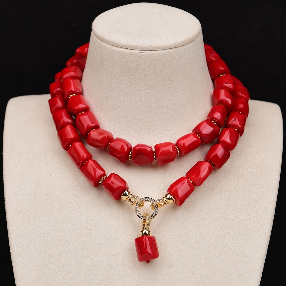 ネックレス・ペンダント NEEDLES Necklace - Red Coral 30'' Natural Cylindrical Red Coral Beads Necklace Pendant