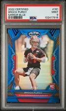 2022  PANINI CERTIFIED  181  BROCK PURDY,   MIRROR BLUE  RC,   PSA 9,   SUPERB!!