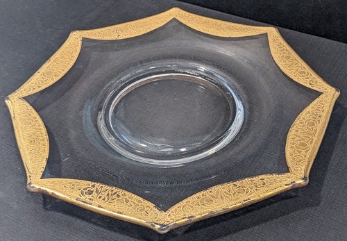 Vintage Art Deco Octagon Plate Tiffin Franciscan Rambler Rose 24k Gold Rim 1930 - Picture 3 of 12