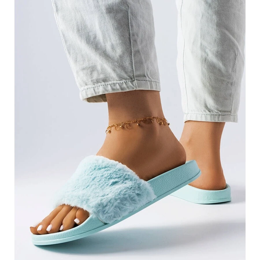 Chanclas azules con pelo de Raffaele eBay