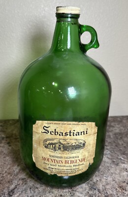 Vintage Green One Gallon Glass Jug Bottle Sebastiani Wine California Large  | eBay