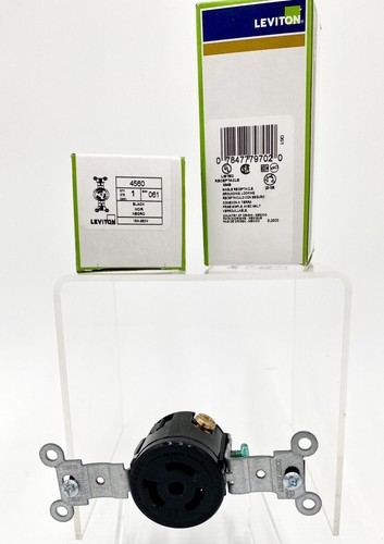 Leviton #4560, Verrouillage à la terre à prise unique 15A-250V noir neuf dans sa boîte