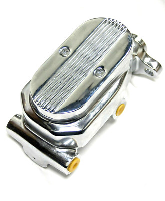 GM Chrome Aluminum 1'' Bore Master Cylinder Finned 4 Ports Milled Top Disc / Drum