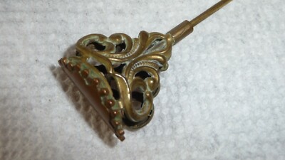 41 Antique Victorian GOLD TONE NOT MONO HAT PIN w 7 1/2