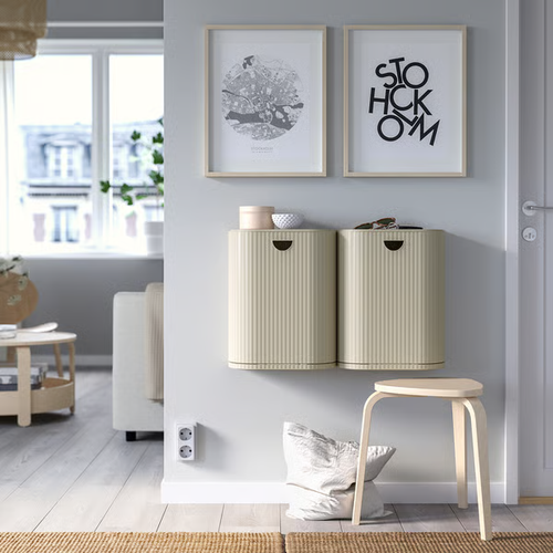 IKEA GÅRDSBUTIK Bin with Lid Grey Beige 21L Waste Trash Recycling Storage Can - Picture 3 of 7