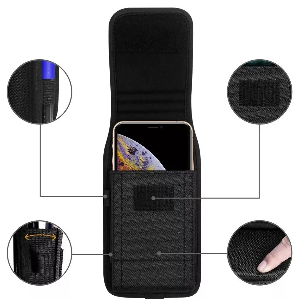 Cell Phone Pouch with Belt Loop and Metal Clip Holster Screen Size 5.2" to 5.5" - Image 3 of 4