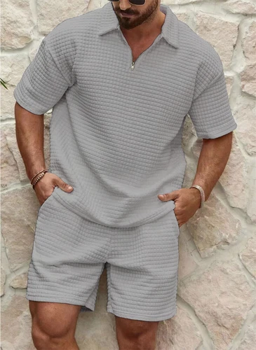 New Summer Outfit 2-Piece Set Tracksuit Short Sleeve Shirt and Shorts Sweatsuit - Bild 12 von 17