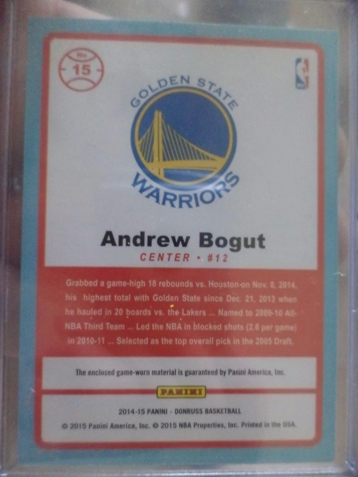 2014 - 15 DONRUSS GAME THREADS ANDREW BOGUT TARJETA # 15 CAMISETA Foto 2 de 2