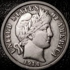 1914 D Barber Dime - VF - 90% Silver 10C