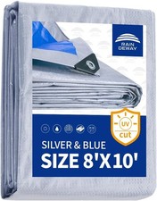 Tarps 8x10 Feet, 5.5 Mil - Multipurpose Waterproof Poly Tarp Cover with Metal